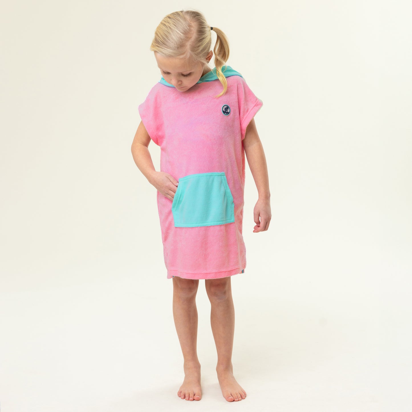 Poncho de plage à capuchon  Filles Rose