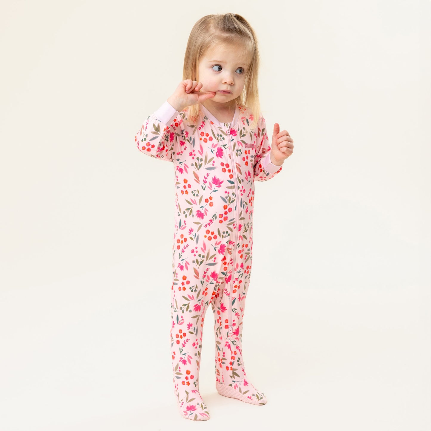 Pyjama une-pièce à pied  Bébé Fille Rose Pâle